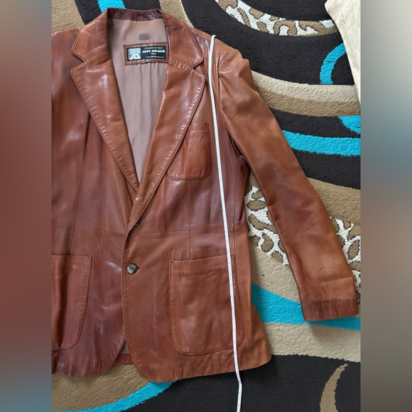 Men's Brown Leather Blazer - Picture 5 of 12